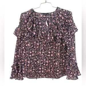 J.Crew Ruffle crinkle chiffon top in floral flourish NWT M